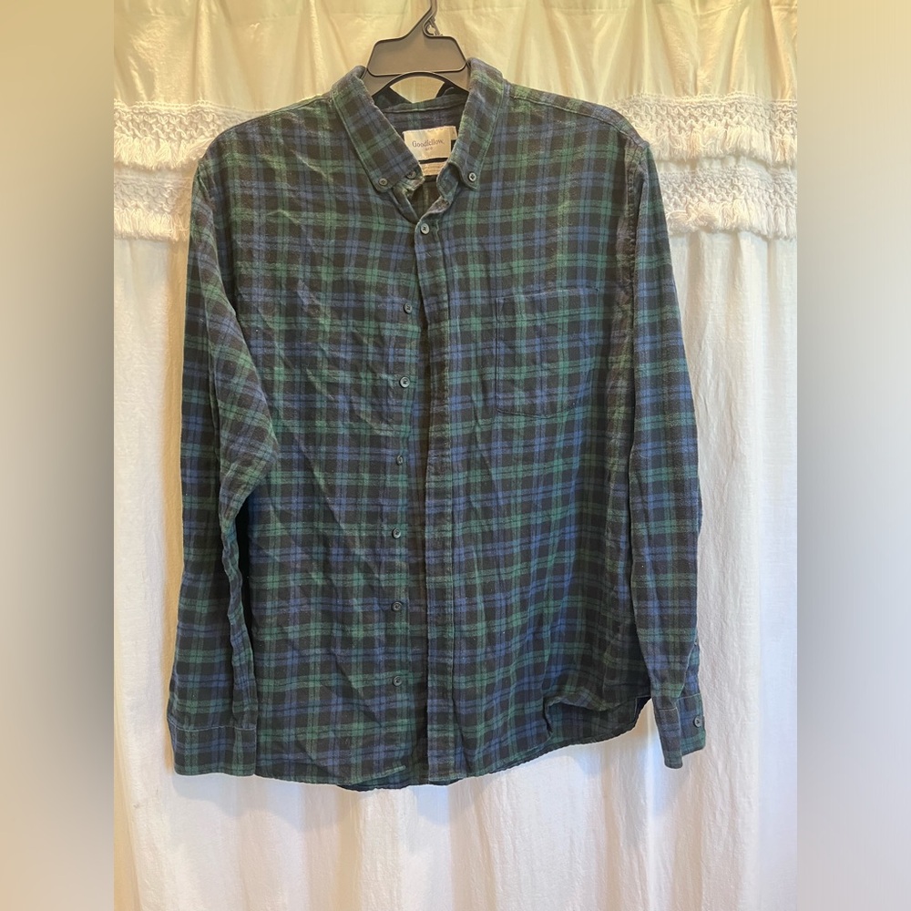 Goodfellow & Co Blue and Green Plaid Button Down Shirt